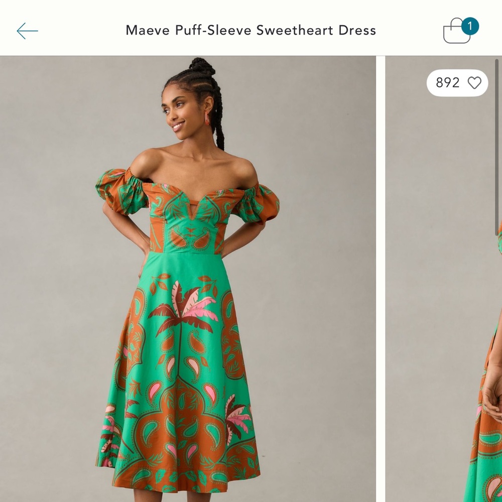 Maeve Green Asymmetrical A-Line Midi Skirt